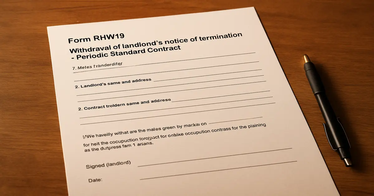  Form RHW19: Withdrawal of landlord’s notice of termination – Periodic Standard Contract.