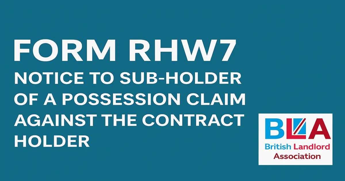 Notice to Sub-holder of a Possession Claim Against the Contract Holder