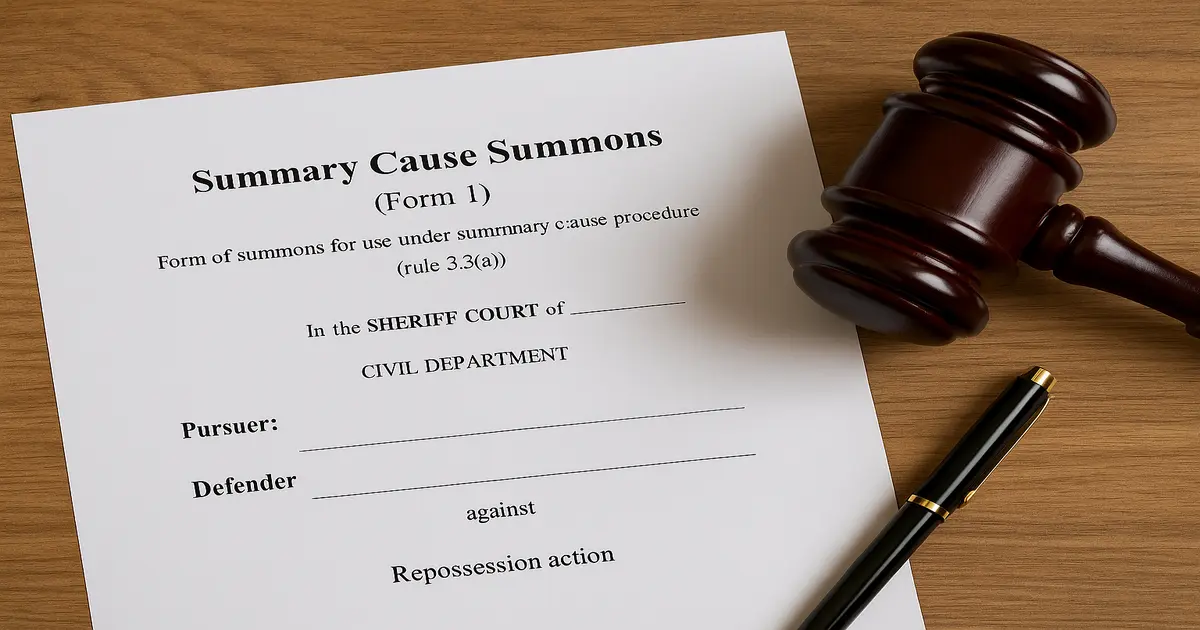 Repossession Actions in Scotland: Using the Summary Cause Summons (Form 1) in the Sheriff Court