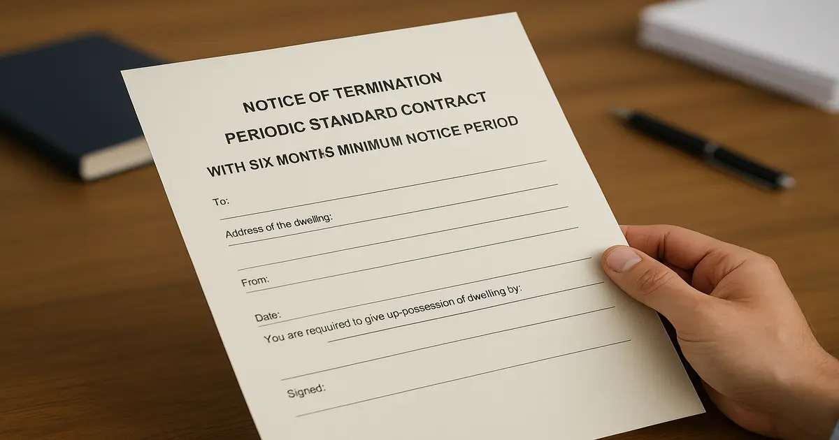 Notice of termination – Periodic Standard Contract with six months minimum notice period